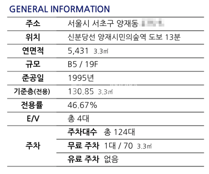 서울 서초구 양재동 양재시민의숲역13분 사무실임대 전용78평 양재동사무실임대 임대 매물번호 10358 사진 2