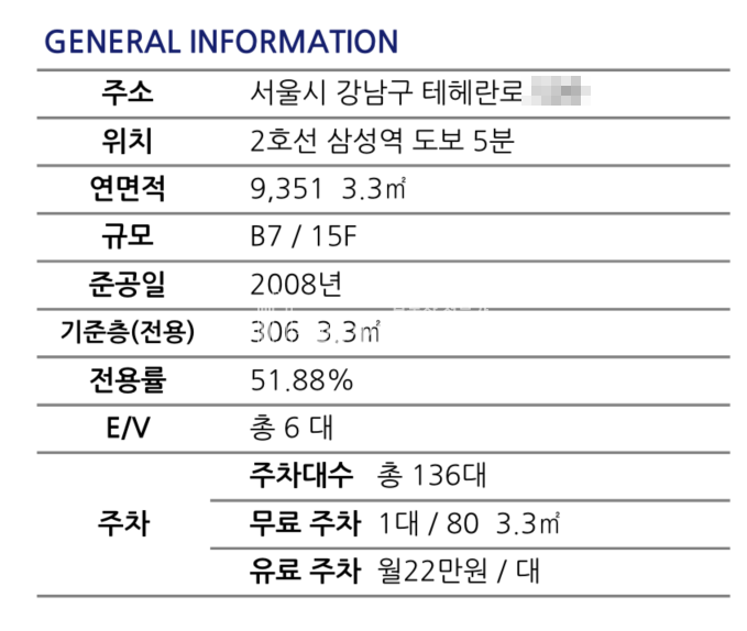 서울 강남구 삼성동 삼성역5분 대형사무실 임대 전용203평 임대 매물번호 10353 사진 2